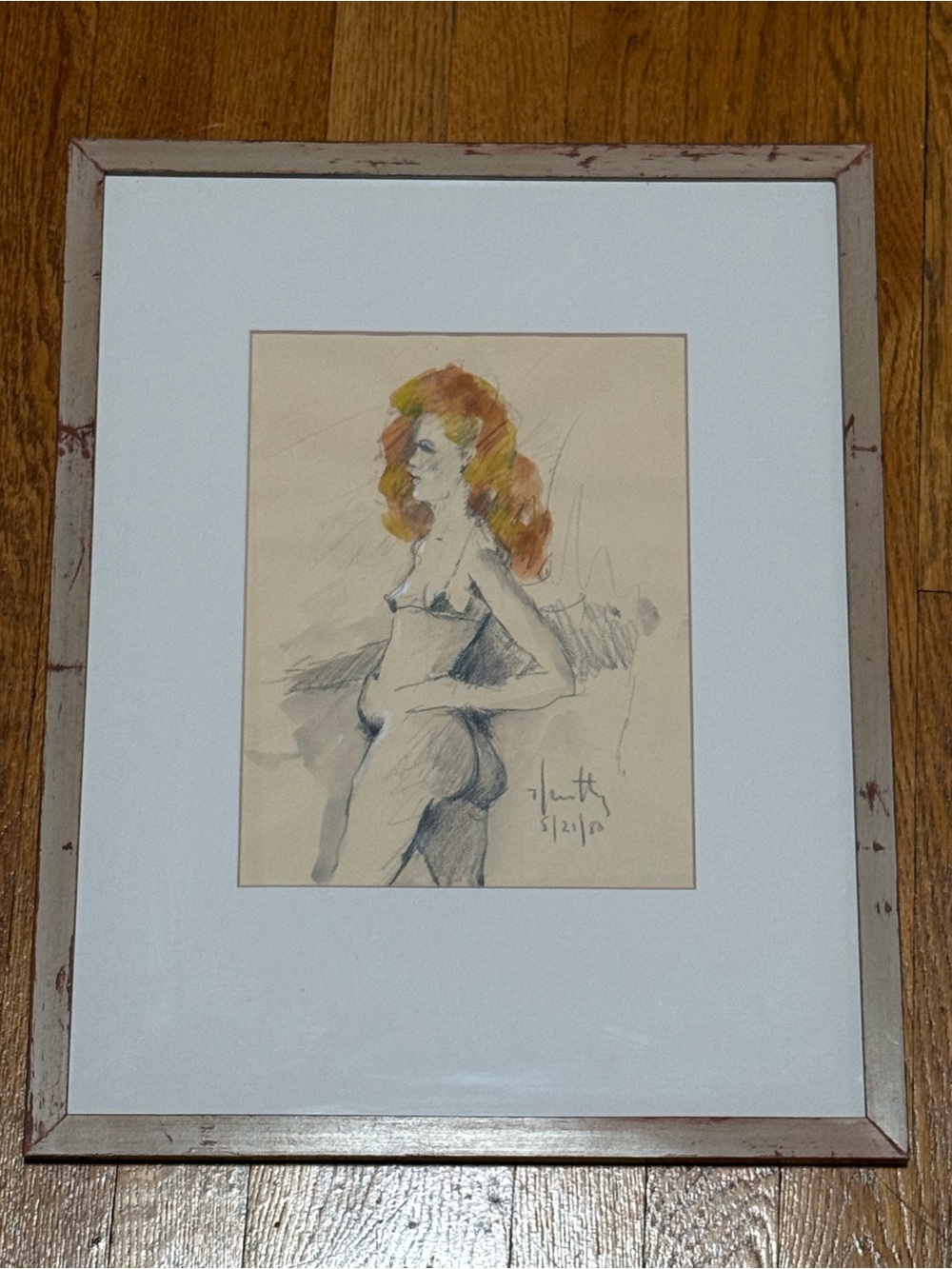 James H Anthony Original Art Drawing Performer Red Hair Flint Michigan OOAK